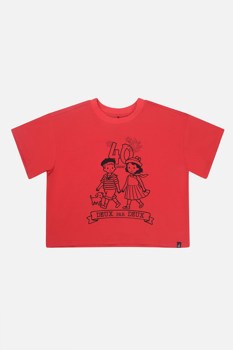 Adult 40Th Anniversary Graphic Boxy T-Shirt Poppy Red
