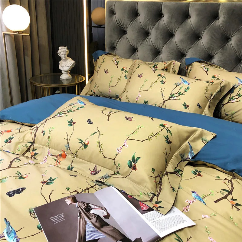 Wild Whimsy 600 TC Floral Cotton Duvet Set - Olive Green