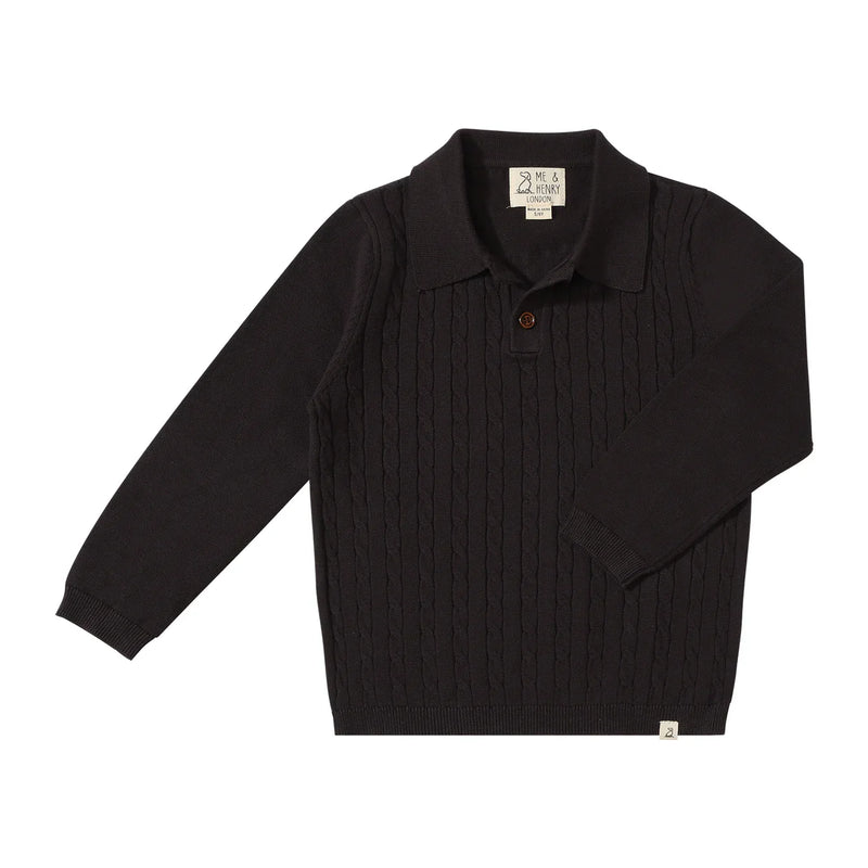 Christian Black Cable Polo | Me & Henry
