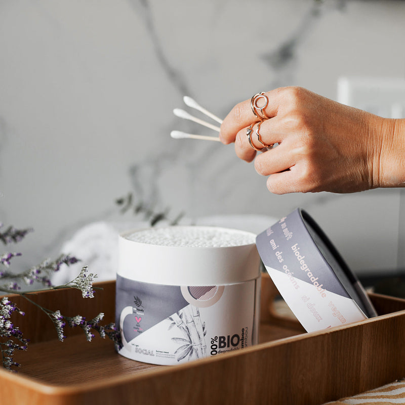 400-Pack Biodegradable Cotton Swabs - Eco-Friendly, 100% Natural Cotton and Sustainable Bamboo - INNER 6