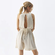 Crinkle Keyhole Cream Tank Top | POKOLOKO - Home & Well
