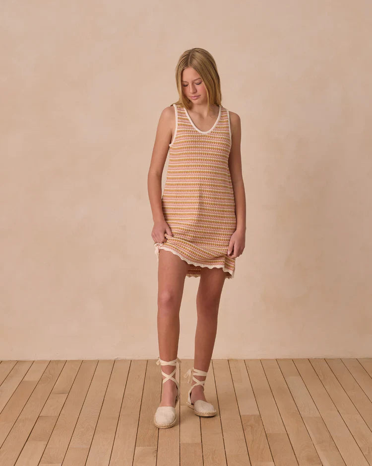 Teen Crochet Tank Mini Dress | Pink Stripe | Rylee & Cru