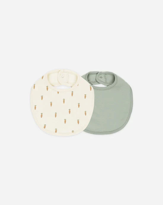 Jersey Snap Bib, 2 Pack | Carrots, Sage | Quincy Mae