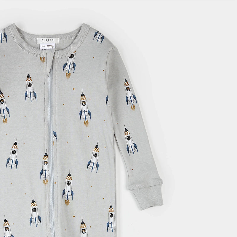 Rocket Print on Lunar Rock Convertible Sleeper | Petit Lem
