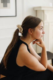Siena Vida Cream Linen Scrunchie - Classic - Home & Well 