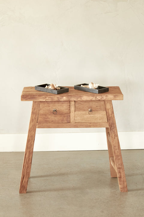 Console A frame en teck recyclé - 2 tiroirs