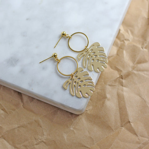 Monstera Leaf Earrings