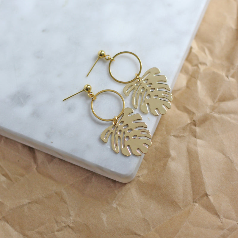 Monstera Leaf Earrings