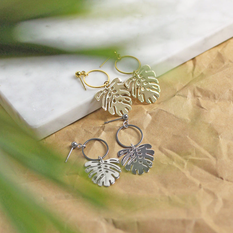 Monstera Leaf Earrings