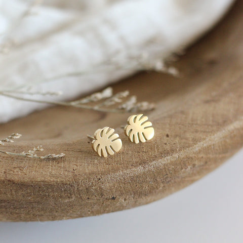 Mini Monstera Leaf Earrings