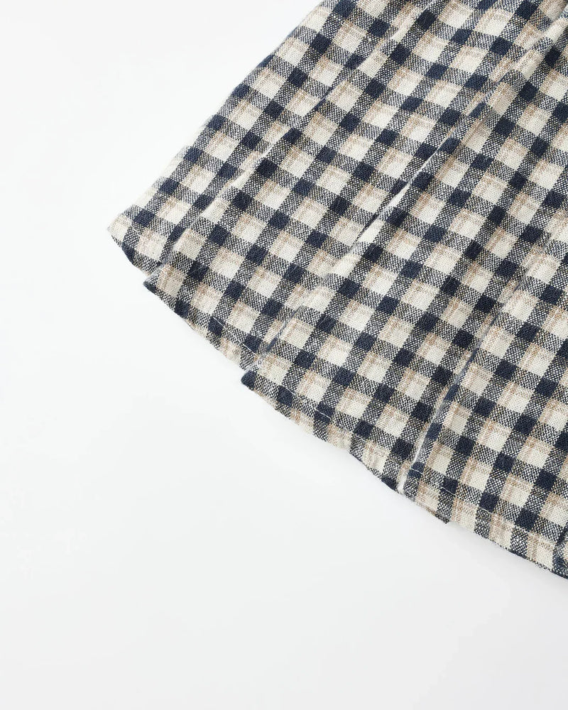 Pleated Mini Skirt | Navy Check | Rylee & Cru