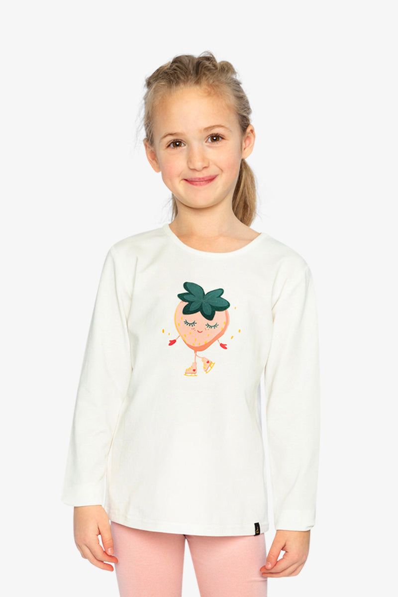 Long Sleeve Organic Cotton Strawberry T-Shirt Off White