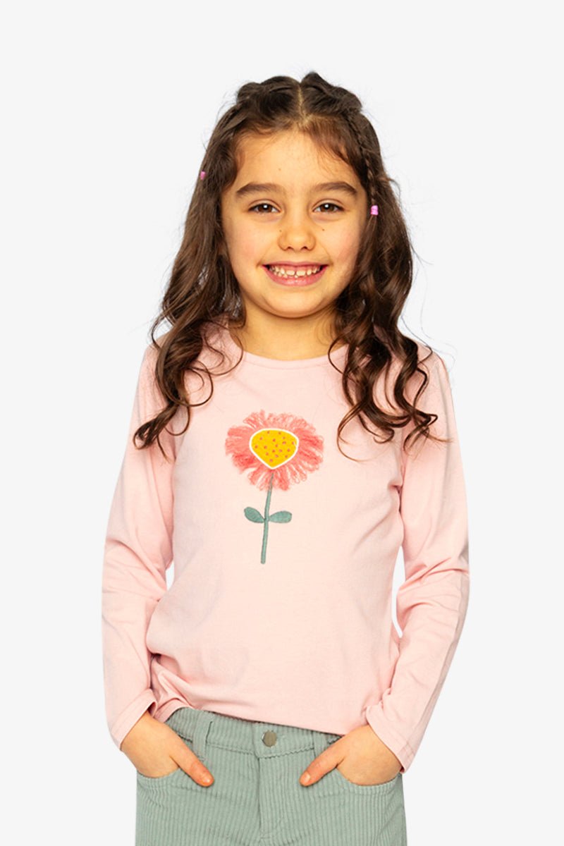 Long Sleeve Organic Cotton T-Shirt Pale Dusty Pink