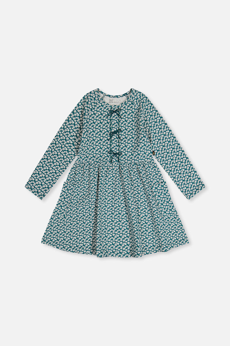 Organic Cotton Dress With Pockets Green Floral Print