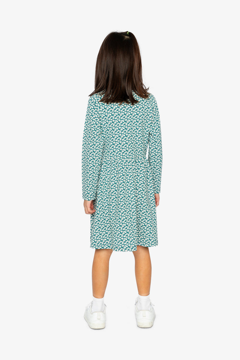 Organic Cotton Dress With Pockets Green Floral Print