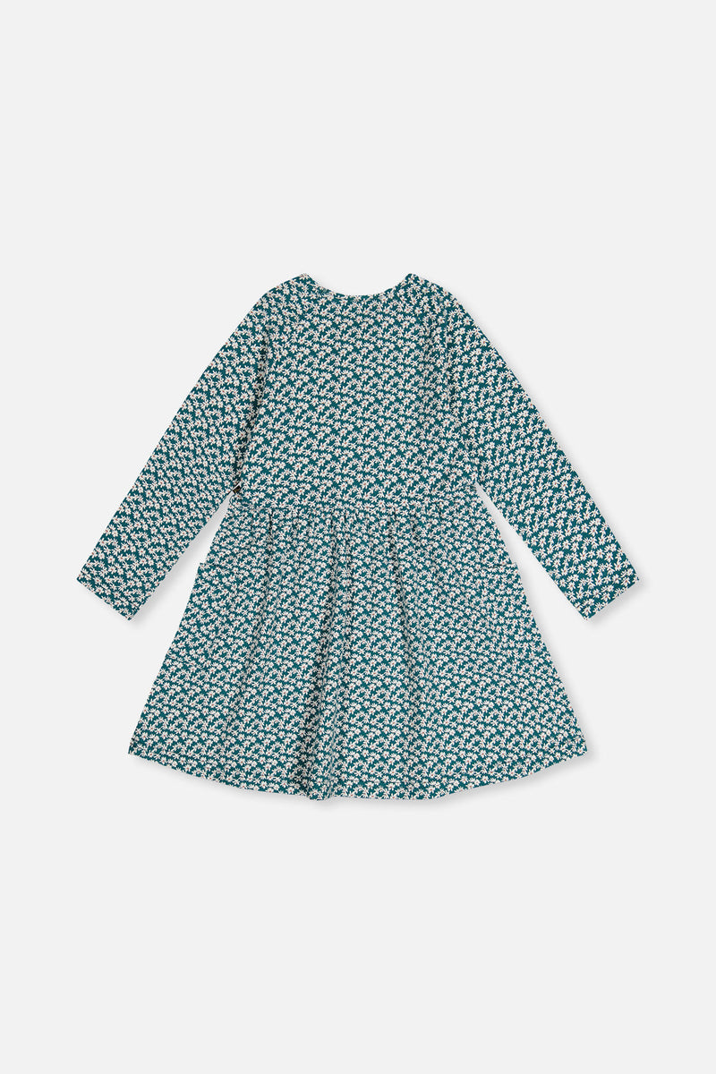 Organic Cotton Dress With Pockets Green Floral Print