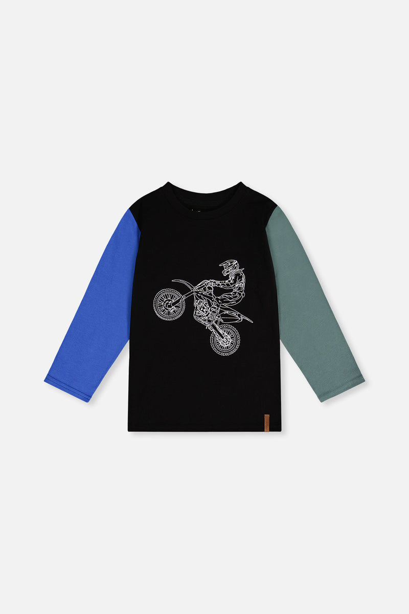 Long Sleeve T-Shirt Black, Blue And Green