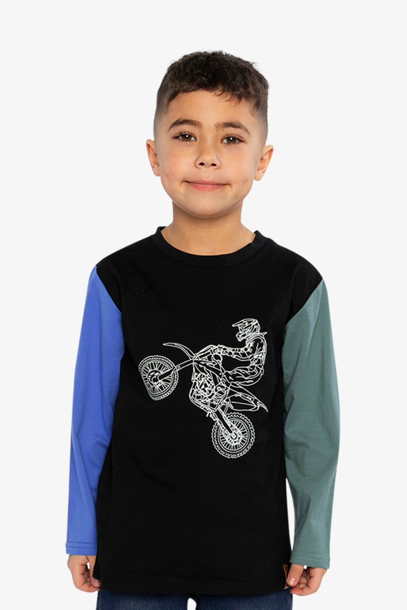 Long Sleeve T-Shirt Black, Blue And Green