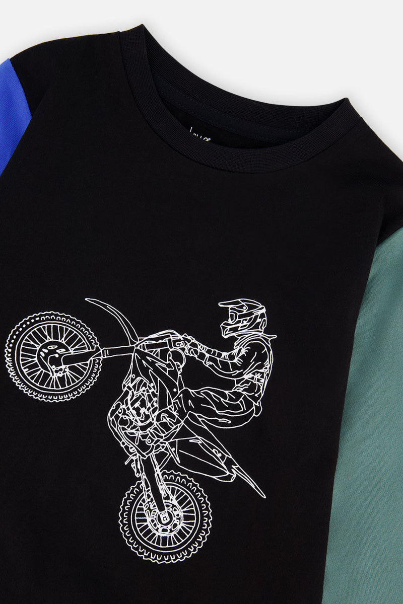Long Sleeve T-Shirt Black, Blue And Green
