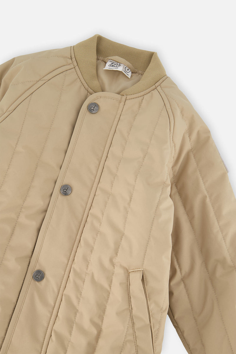 Quilted Raglan Sleeve Jacket Beige