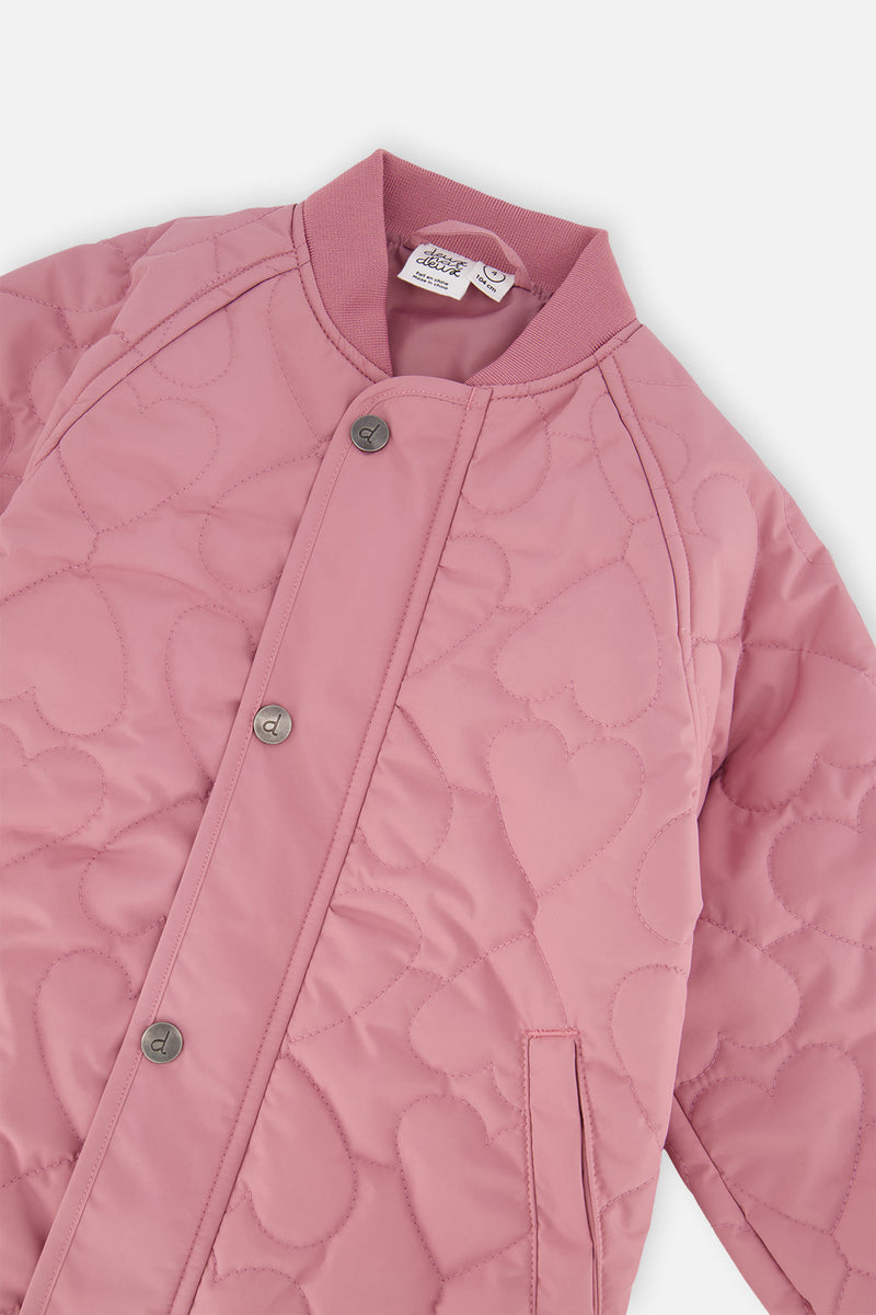 Quilted Raglan Sleeve Jacket Mauve Pink