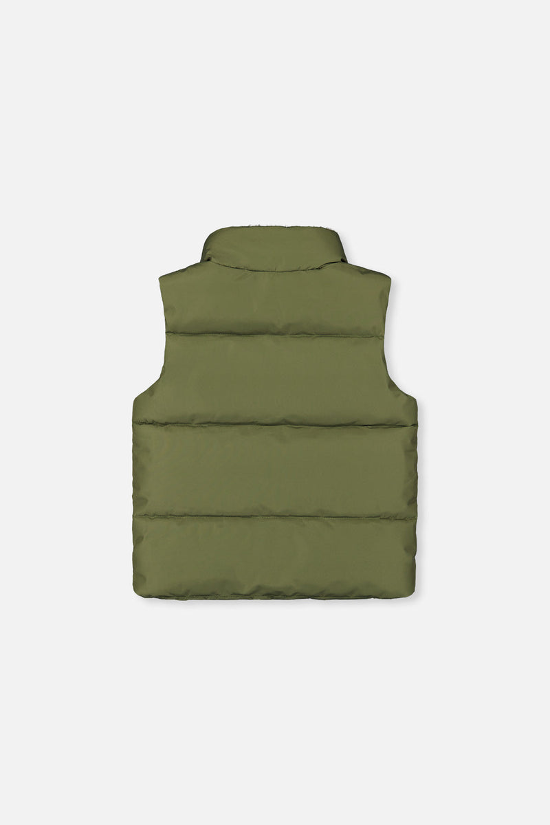 Sleeveless Mid-Season Vest Olive Green