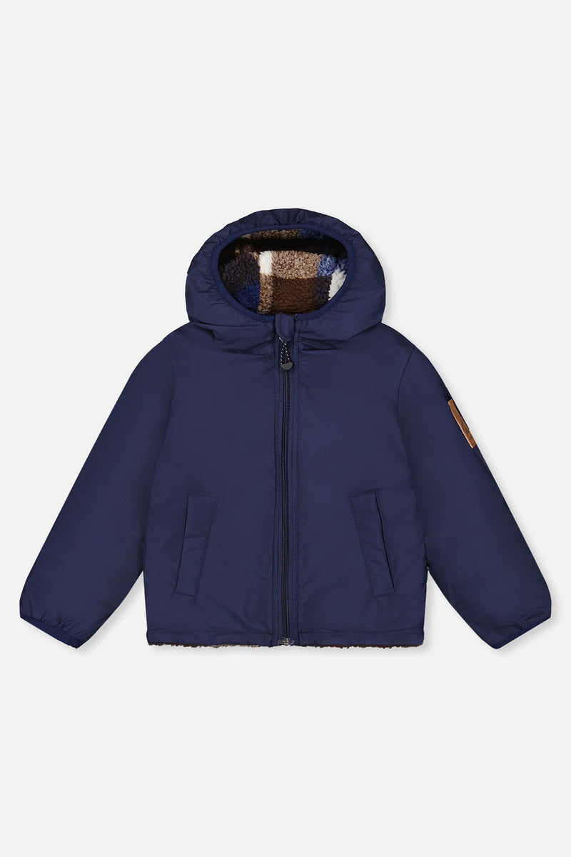 Reversible Mid-Season Jacket Dark Blue And Brown