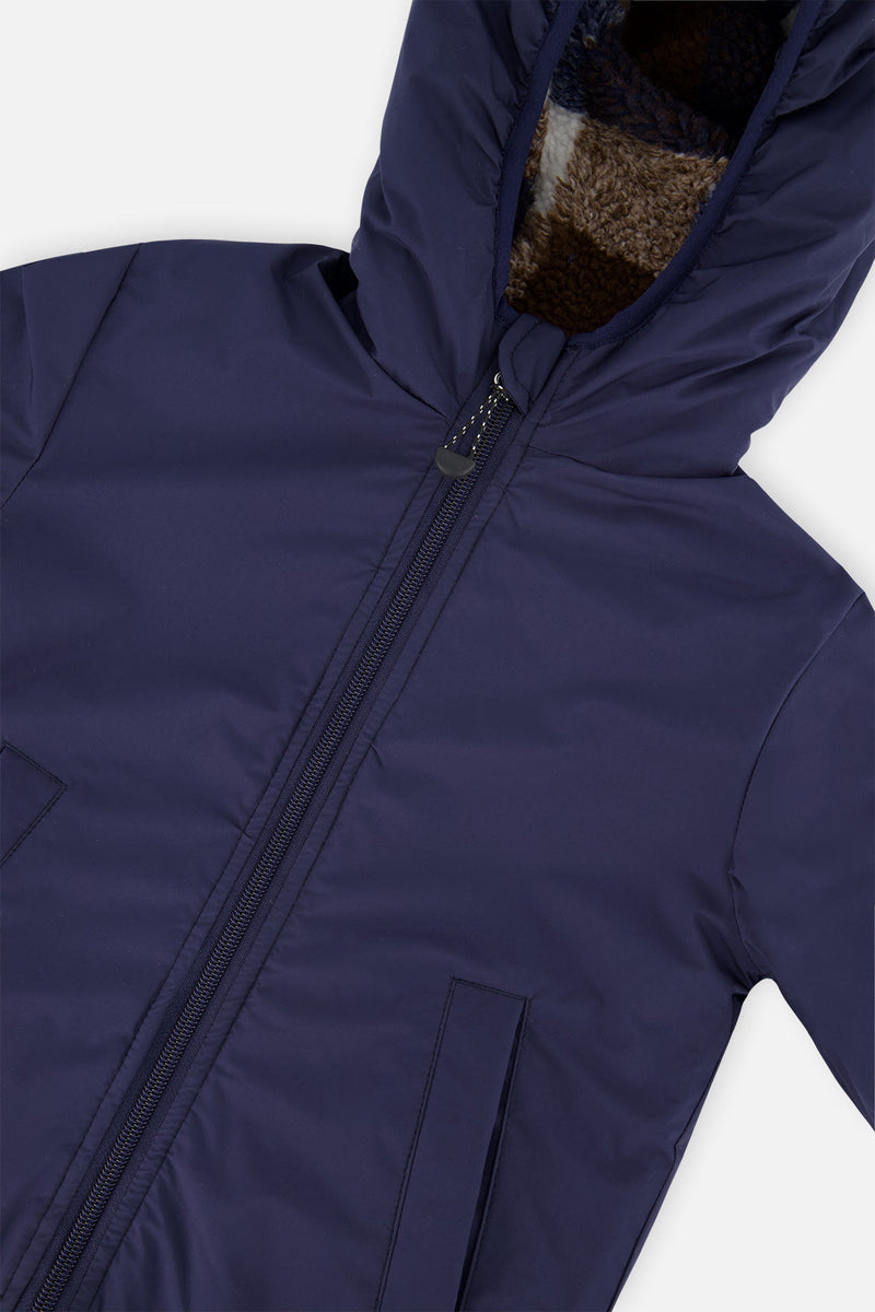 Reversible Mid-Season Jacket Dark Blue And Brown