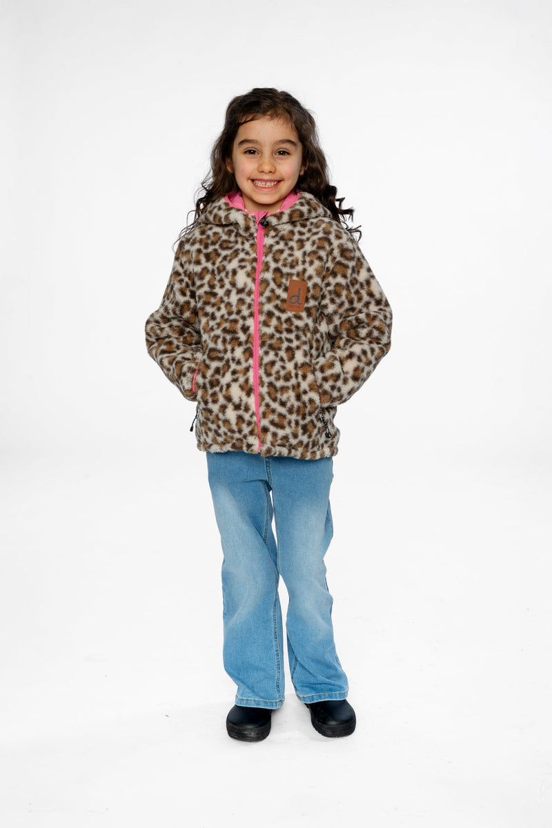 Reversible Mid-Season Jacket Pink And Leopard
