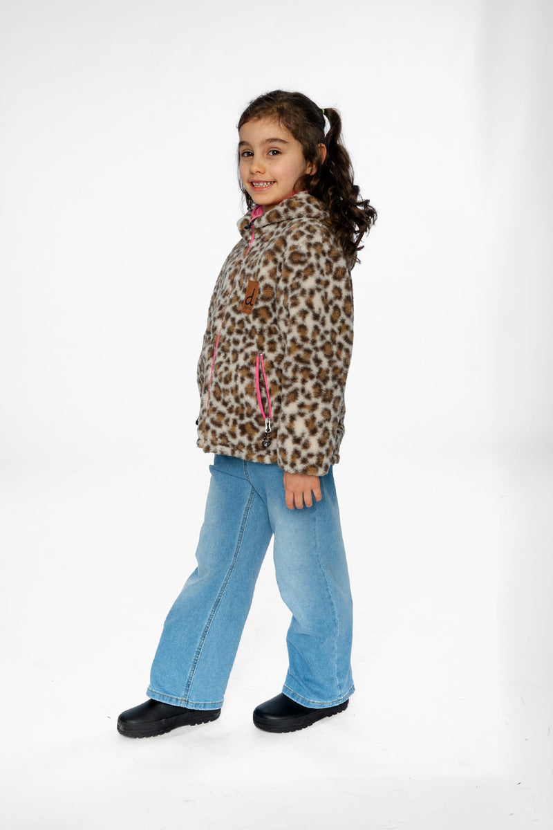 Reversible Mid-Season Jacket Pink And Leopard