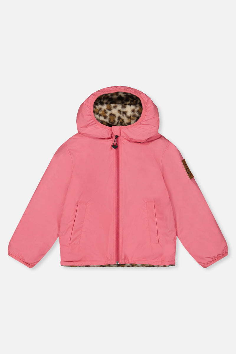 Reversible Mid-Season Jacket Pink And Leopard