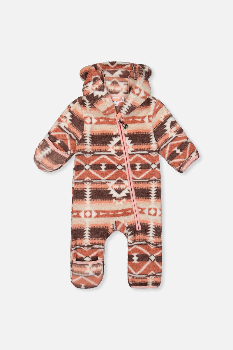 Baby Mid-Season Plush One-Piece Outerwear Aztec Pink