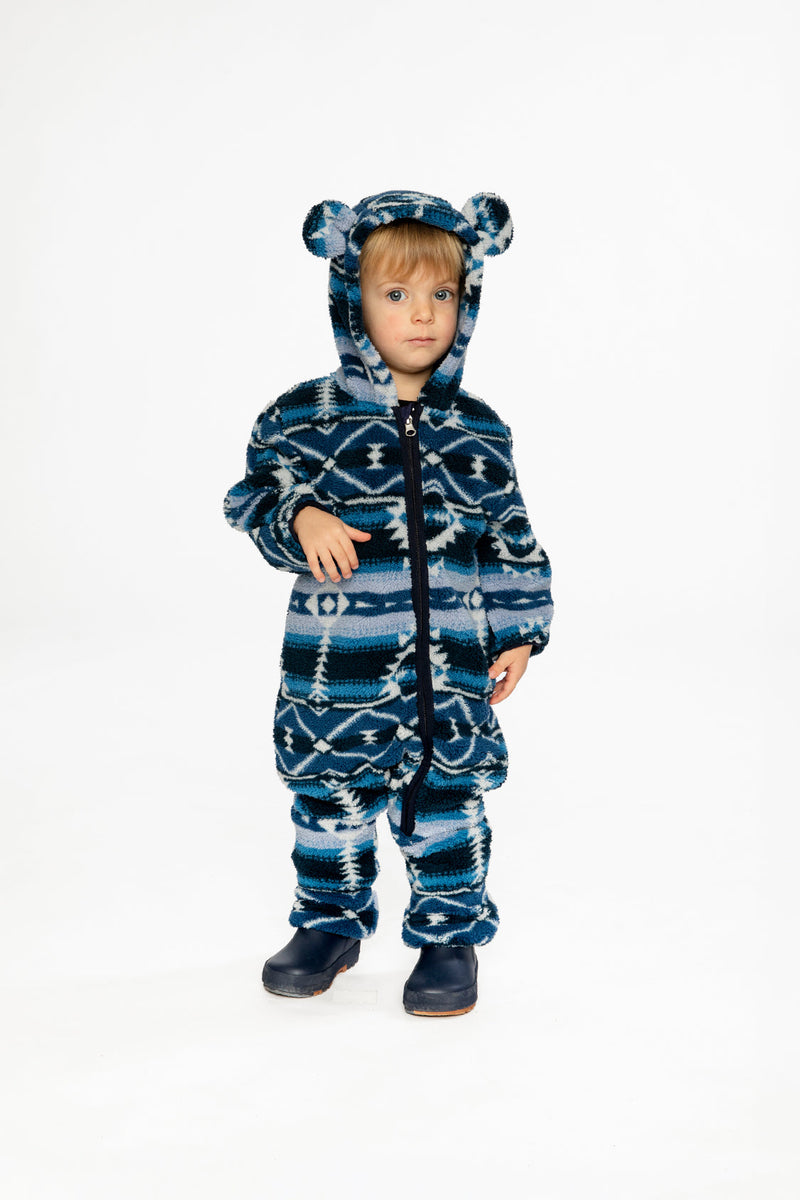Baby Mid-Season Plush One-Piece Outerwear Aztec Blue