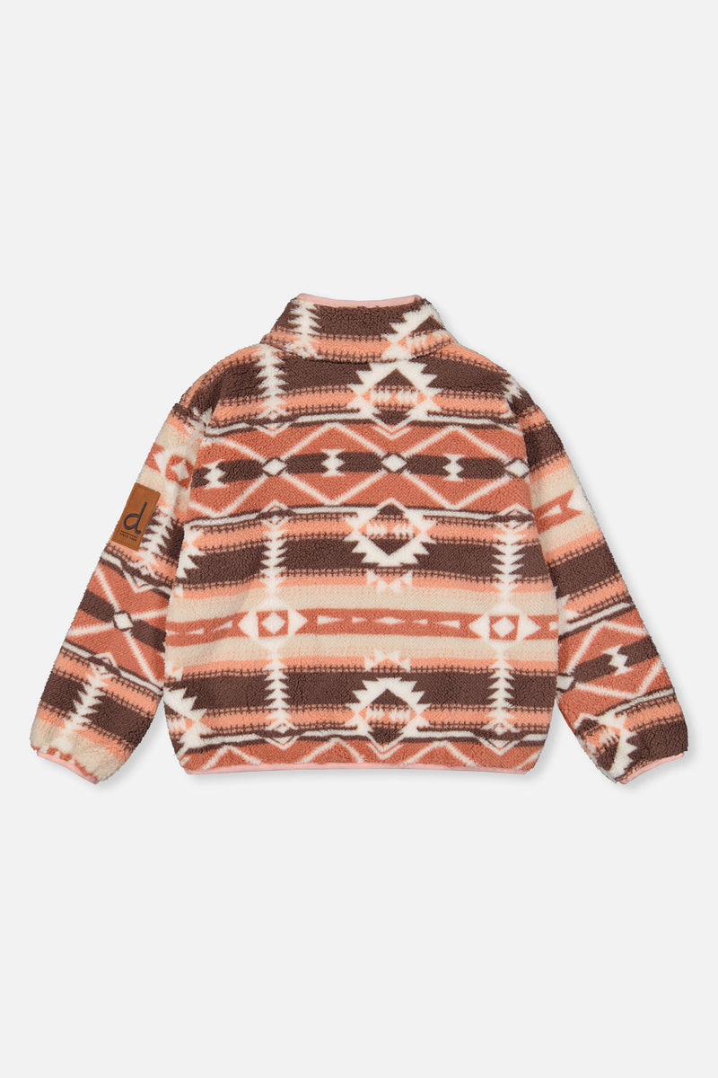 Mid-Season Plush Pullover Jacket Aztec Pink