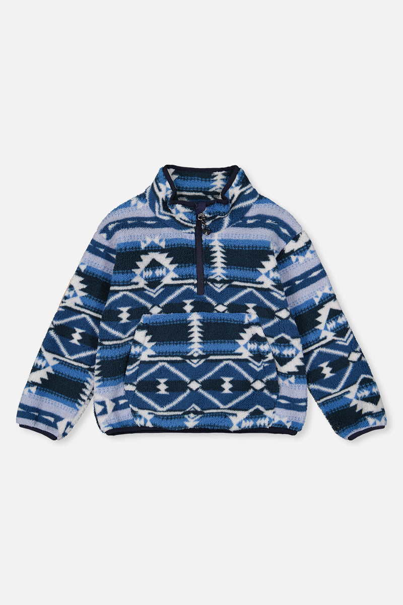 Mid-Season Plush Pullover Jacket Aztec Blue