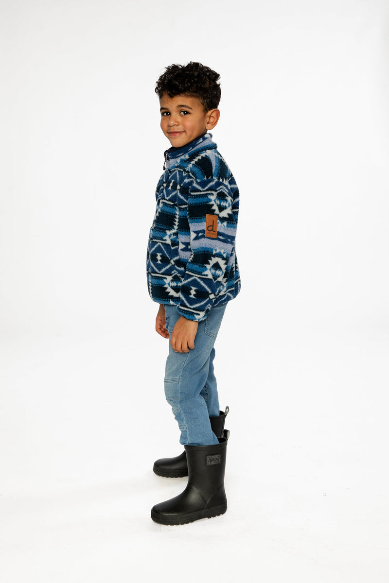 Mid-Season Plush Pullover Jacket Aztec Blue