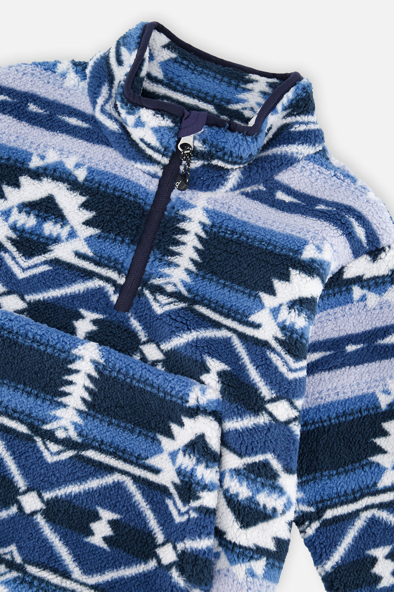 Mid-Season Plush Pullover Jacket Aztec Blue