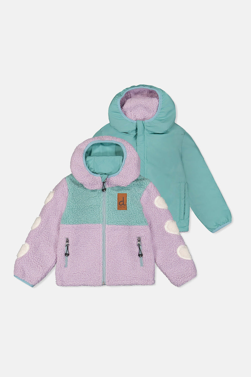 Reversible Mid-Season Jacket Pale Blue-Grey And Mauve