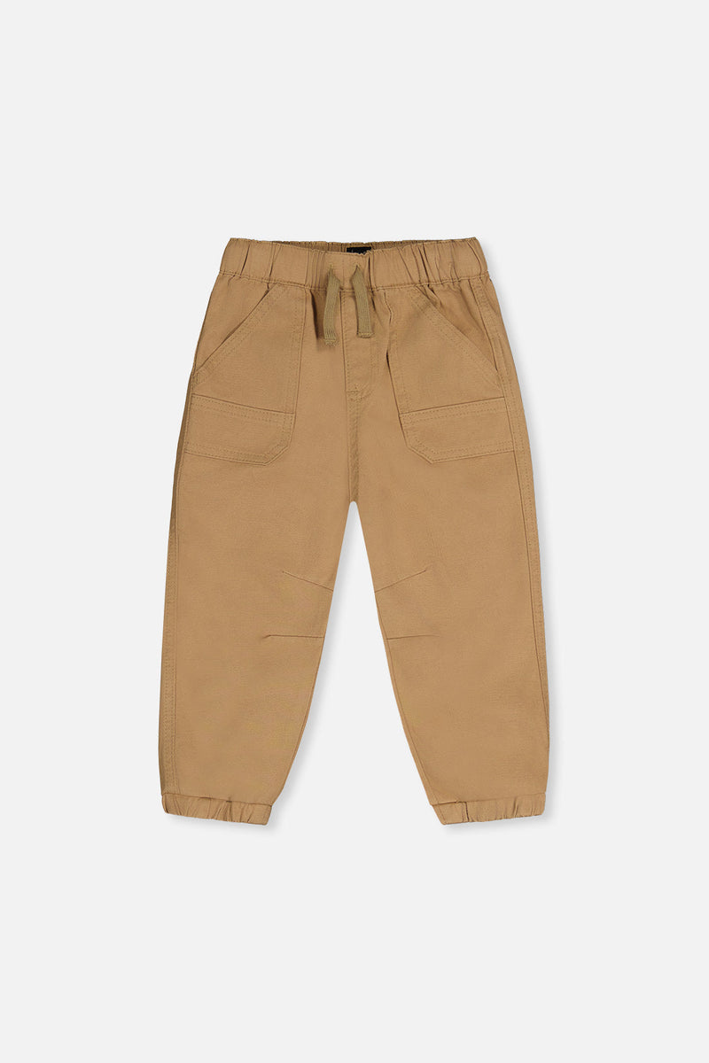 Stretch Canvas Jogger Pants Beige