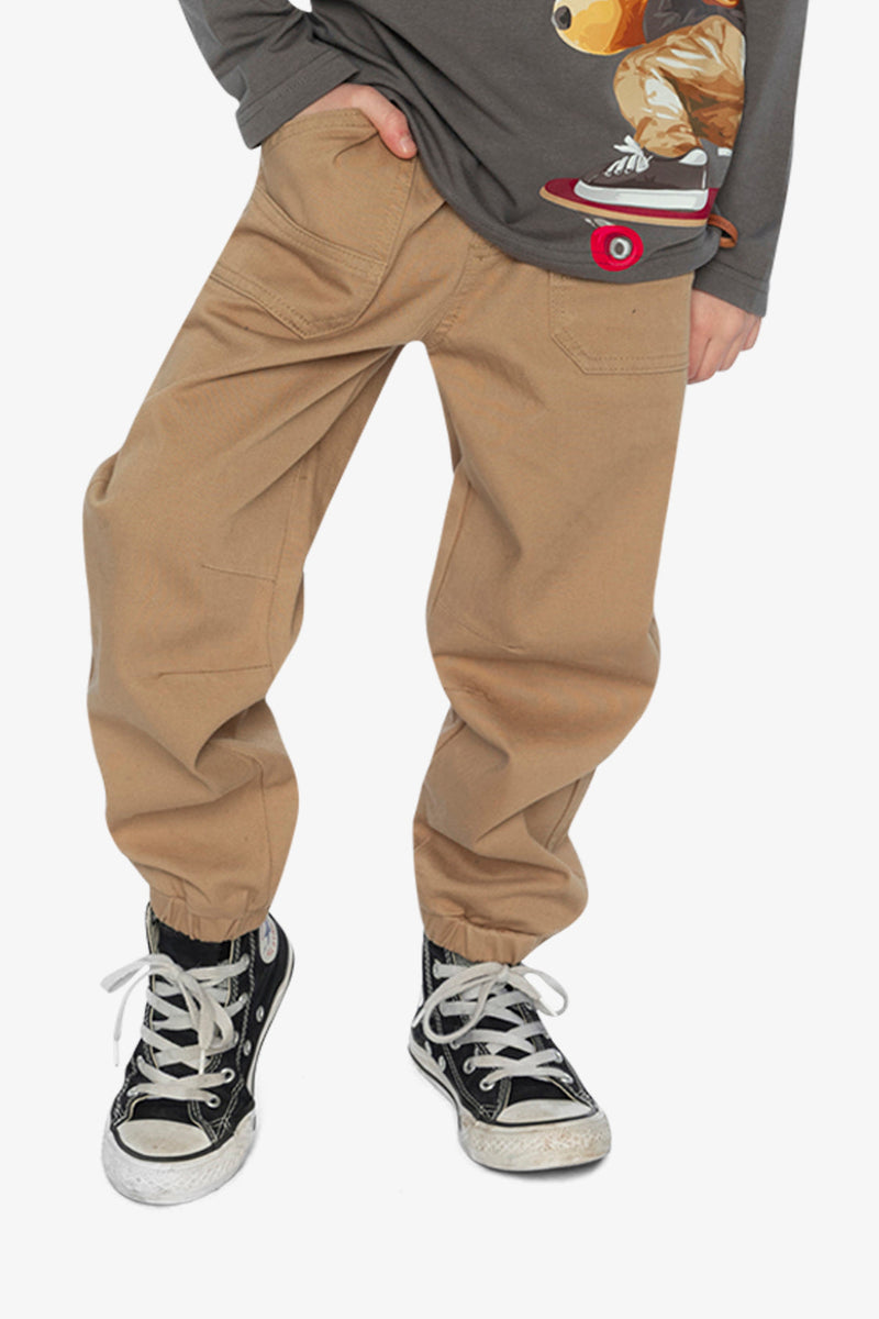 Stretch Canvas Jogger Pants Beige