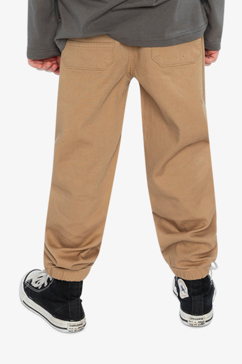 Stretch Canvas Jogger Pants Beige