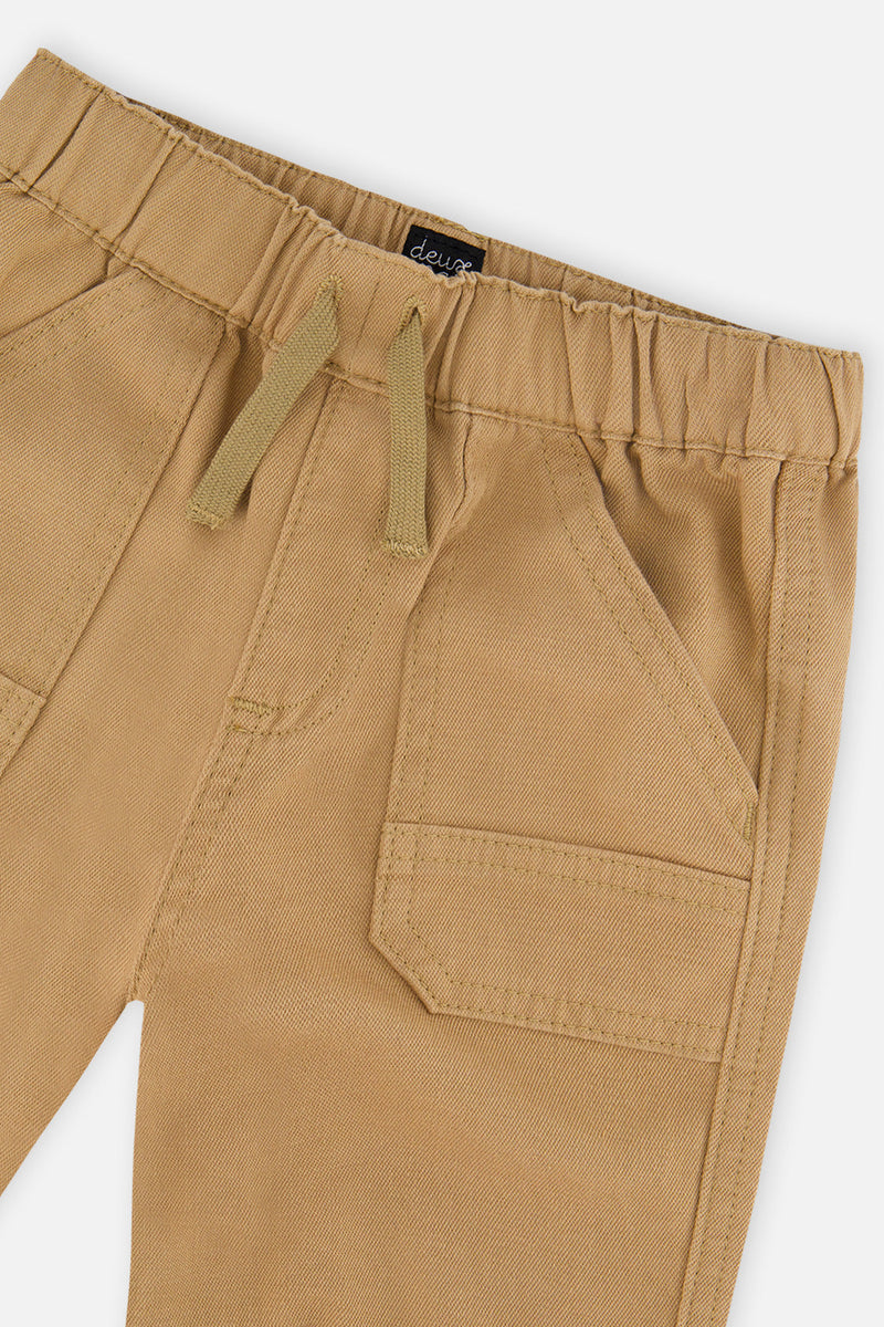 Stretch Canvas Jogger Pants Beige