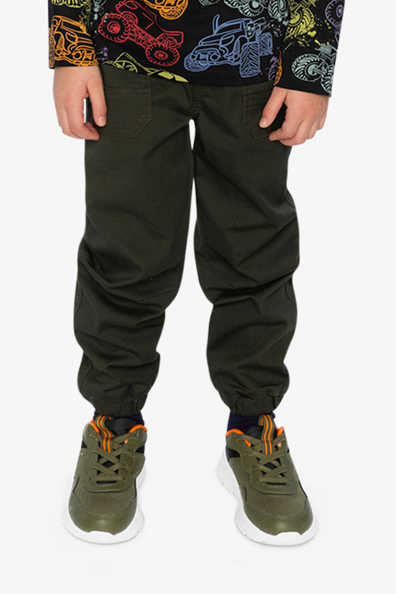Stretch Canvas Jogger Pants Very Dark Green