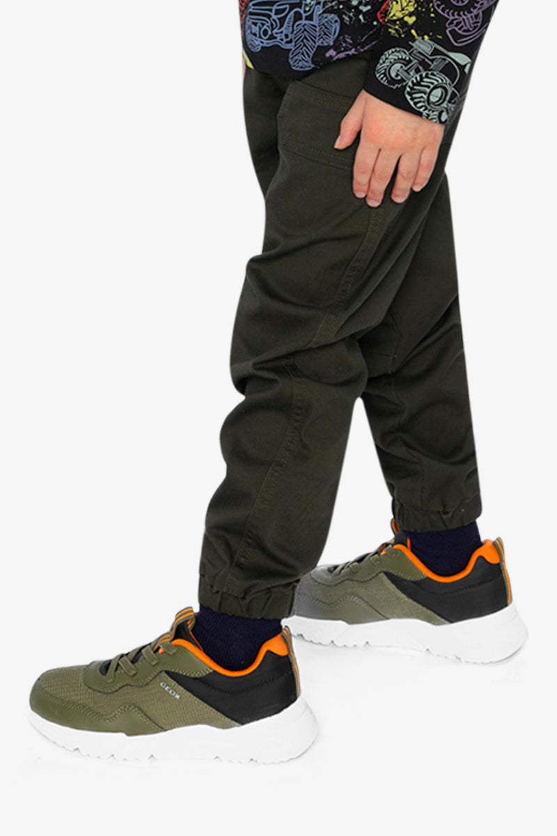 Stretch Canvas Jogger Pants Very Dark Green