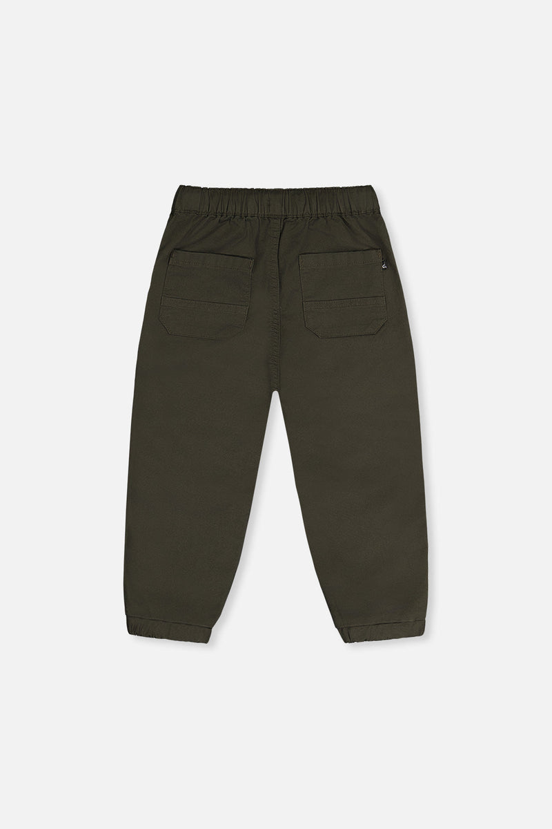 Stretch Canvas Jogger Pants Very Dark Green