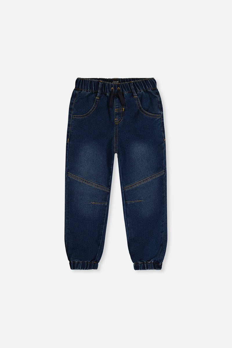 French Terry Denim Jogger Pants Navy Blue