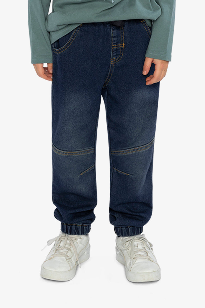 French Terry Denim Jogger Pants Navy Blue