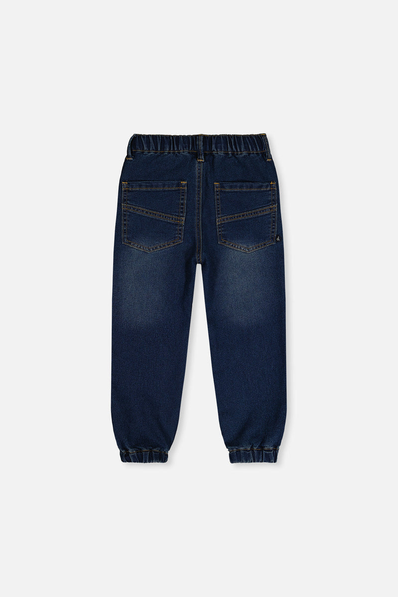 French Terry Denim Jogger Pants Navy Blue