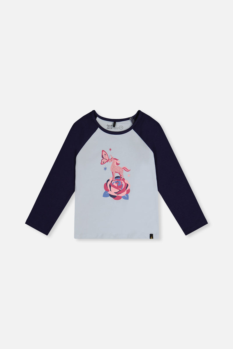 Raglan Organic Cotton T-Shirt Dark And Pale Blue