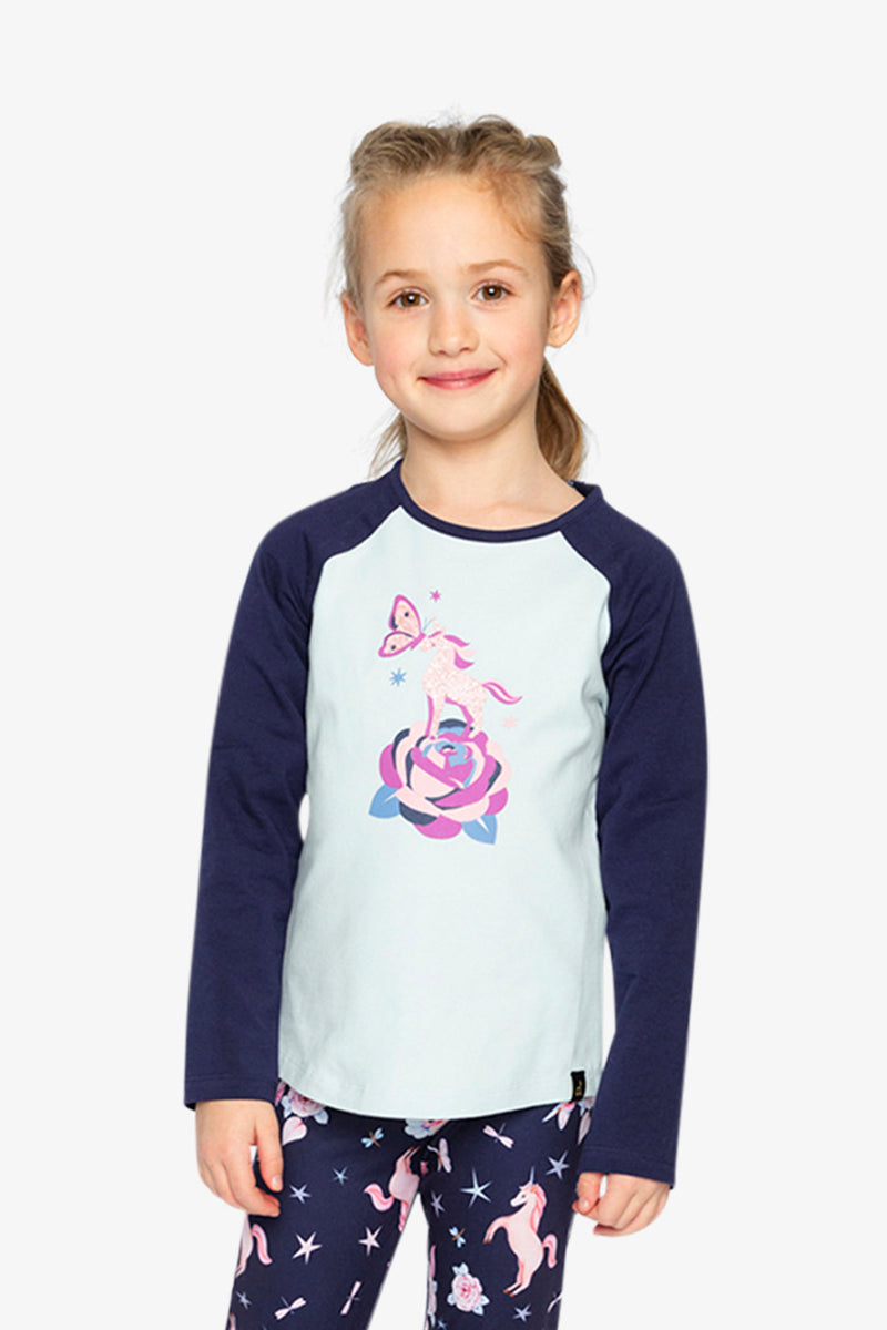 Raglan Organic Cotton T-Shirt Dark And Pale Blue